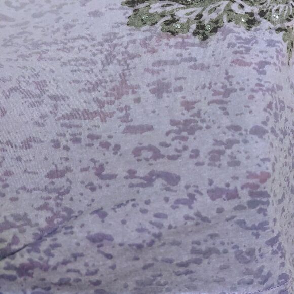 Zenergy by Chico's Women's 3 Rhinestone Graphic Top Purple Medallion 3/4 Sleeve - Picture 5 of 12